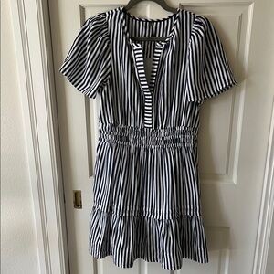 Anthropologie Somerset Dress, Navy Stripe, M